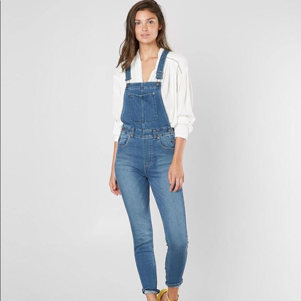 Free People Skinny Denim Overalls